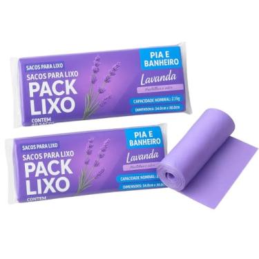 Imagem de Kit 2 Rolos com 80 Unidades | Sacos de Lixo 34x38cm Lavanda | Perfumado e Anti-Odor