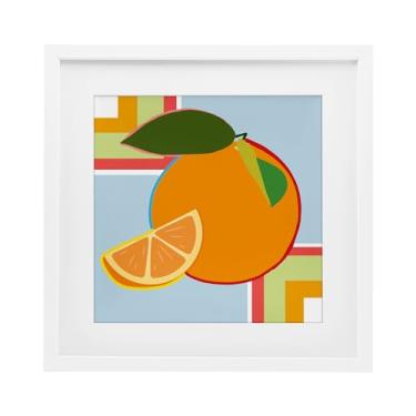 Imagem de Stupell Industries Impressão emoldurada geométrica laranja fruta branca sob vidro, design por Daniela Santiago, 40,6 x 40,6 cm