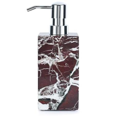 Imagem de Marble Soap Dispenser Real Stone Hand Liquid Pump Bottle for Home Decorative Kitchen Sink Bathroom Countertop for Refillable Shower Shampoo Laundry Dish Soap Lotion Dispenser (Green)