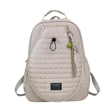 Imagem de oshhni Bolsa de tênis acolchoada, bolsa de pickleball portátil com zíper suave, alças de ombro ajustáveis ​​para pickleball e badminton para mulheres e, Bege com Pingente