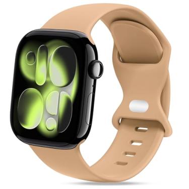 Imagem de STG Sport Pulseira de silicone compatível com Apple Watch Ultra 2/Ultra séries 10/9/8/7/6/5/4 SE de 40 mm, 41 mm, 42 mm, 44 mm, 45 mm, 49 mm, S/M M/G (44/45/46/49 mm P/M, chá de leite)