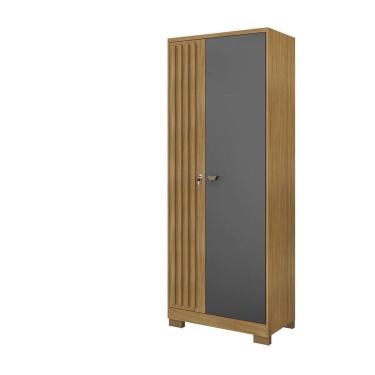 Imagem de Armário Dinâmico Multiuso 2 Portas Com Chave Carvalho Americano Grafite Edecasamoveis