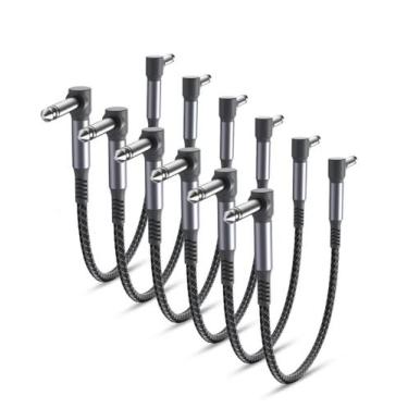 Imagem de Cabos de conexão de guitarra Elebase, 30 cm, pacote com 6, 6,35 mm, fi