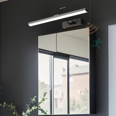 Imagem de Luz de espelho LED Lâmpada de parede de banheiro com interruptor Arandelas à prova d'água com sensor de movimento Rotação Dobrável Moderna Iluminação de parede Sala de estar Penteadeira Quarto (Luz