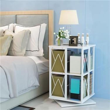 Imagem de FTOQWZXV Estante rotativa, estante rotativa, estante de livros de grande capacidade, estante rotativa, multicamadas, estante simples para sala de estar, prateleira de chão