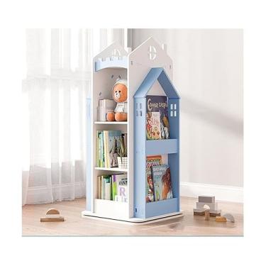 Imagem de PEYNIR Estante de livros opcional de 360° para crianças, estante de chão, caixa de armazenamento, sala de estudo, quarto, prateleira, boho, estante