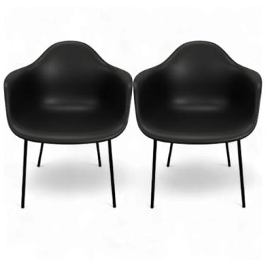 Imagem de Kit Cadeira Flora Para Mesa Jantar Escritorio Poltrona Com Apoio (PRETO, 2 Cadeiras)