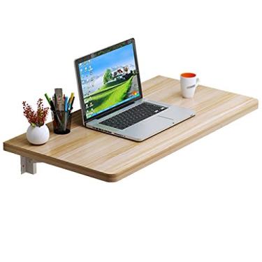 Imagem de LXB Mesa para computador de parede doméstica - mesa de jantar dobrável de madeira maciça, suporte duplo, mesa de trabalho de madeira / 60 × 30 cm