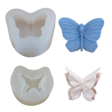 Imagem de 2 peças de moldes de silicone para borboleta, molde de chocolate de silicone borboleta 3D, kit de molde de resina reutilizável para velas perfumadas, argila, assar, sabonete, decoração de bolos