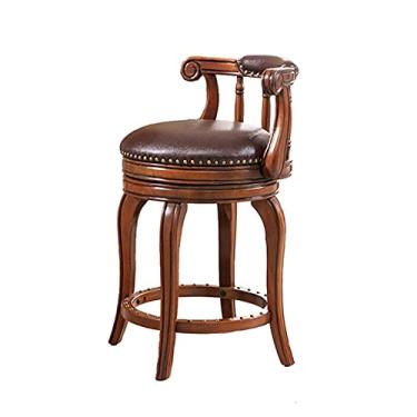 Imagem de UISLA Banqueta de bar para móveis, balcão giratório, cafeteria de café da manhã com assento e encosto acolchoados de couro + pernas de madeira maciça/azul/38 38 68 cm