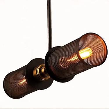 Imagem de KSSTEVNBD Lustre industrial vintage country americano quarto bar loja luz celling personalidade criativa restaurante café decoração iluminação E27 lustre de malha de ferro