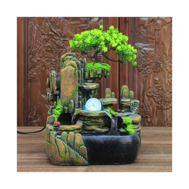 Imagem de XFNVXC Fonte decorativa interna de mesa Bonsai criativo pequeno Rockery Desktop Circulante Água Umidificador Decorativo Ornamentos Decorativos Fonte Rockery Casa