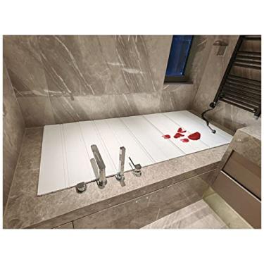 Imagem de Capa de banheira de PVC dobrável, capa resistente ao calor à prova de poeira bandeja de banheira tampa de obturador, placa isolante de plástico para a maioria das banheiras, engrossada 1,2 cm (cor: