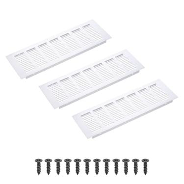 Imagem de PATIKIL Grade de ventilação retangular de 30 x 10 cm, 3 peças de cobertura de ventilação de alumínio com parafusos de montagem para guarda-roupa de porta de armário de armário, prata