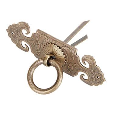 Imagem de P9IDEDFH Puxadores de porta com 2 conjuntos de puxadores em forma de cobre antigo decorativo puxador de porta de gaveta para sapato