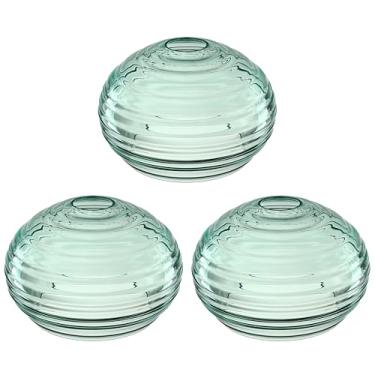 Imagem de Pacote com 3 peças de substituição de persiana de vidro verde transparente, capas para ventilador de teto, abajures de tambor de vidro para candelabro, arandelas de parede, luminária pendente, tamanho