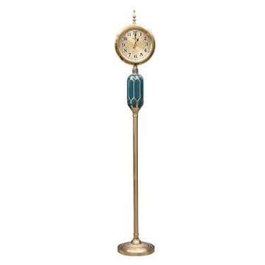 Imagem de WYUYIWH Relógio de mesa vintage relógio de chão para sala de estar relógio de cerâmica retrô relógio ornamento relógio de metal quarto relógio de mesa relógios de cornija para sala de estar (cor: A)