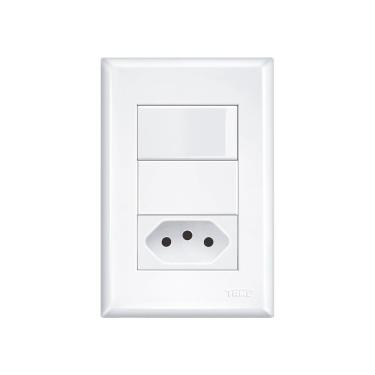 Imagem de Interruptor Simples E Tomada 2p+t 10a Fame Evidence Com Placa 4x2 Branco