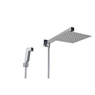 Imagem de Ducha Chuveiro Inox 20 cm c/ Desviador e Ducha Manual em ABS - AMG Met