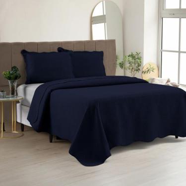 Imagem de Cobre Leito Colcha Casal Queen Dupla Face com Toque Macio 200 Fios Ult