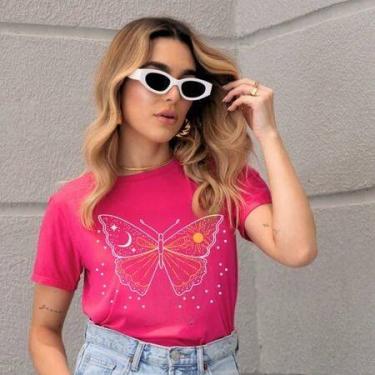 Imagem de T-shirt Blusa Feminina Da Moda Blogueira Estilosa borboleta lua - loja