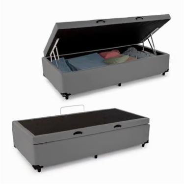 Imagem de Cama Báu Box Base Solteiro Sintético Cinza. 188x88 RC