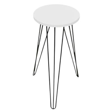Imagem de Mesa Lateral Redonda Cabeceira Canto Hairpin Tripé 70x30cm (BRANCO)