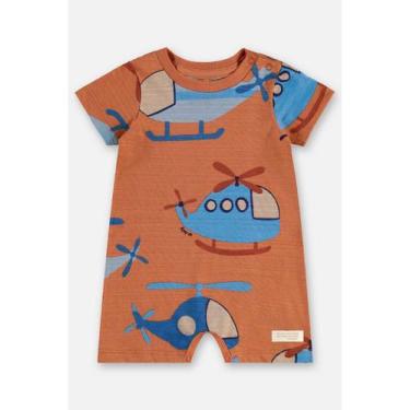 Imagem de Macaquinho Estampado para Bebê Menino Up Baby, Marrom, G