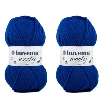 Imagem de Lã macia e volumosa peso #5 fio de crochê de tricô rápido misturado, 25% lã 75% acrílico, 100 gramas (100 g) 100 metros (azul royal) (2 novelos)