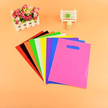Imagem de 24 sacos de plástico pequenos para presente, 15 x 20 cm, pacote econômico com 6 cores brilhantes (azul, amarelo, verde, vermelho, laranja) para aniversários, feriados, casamentos