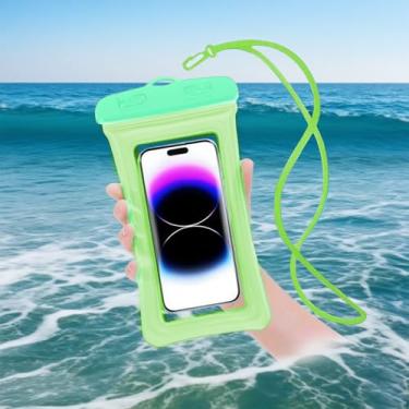 Imagem de Bolsa de telefone impermeável com airbag flutuante para natação, mergulho, caiaque, praia, passeios de barco, para mulheres, homens, viajantes, 1 peça (verde)