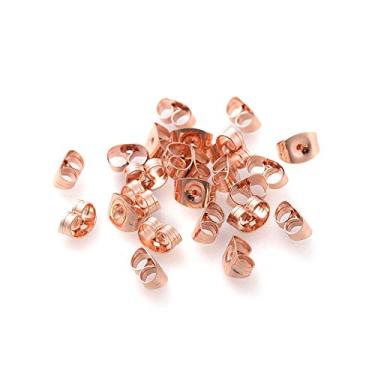 Imagem de 50 peças de brinco de aço inoxidável nas costas borboleta embreagens rolha trava de orelha segura substituição de fecho de porca de orelha para anzóis de peixe, brinco de pino, dourado