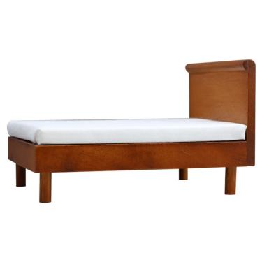 Imagem de Móveis de casa de bonecas em miniatura, cama individual de madeira, escala 1:12
