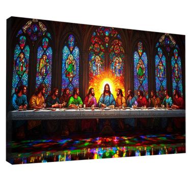 Imagem de Quadro Decorativo Santa Ceia Estilo Vitral
