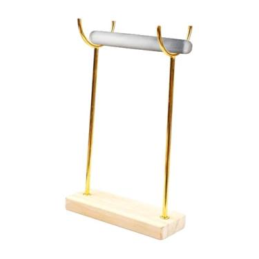 Imagem de UGPLM Organizador de suporte para pulseira de selenita, colar com base de madeira, relógios, joias, suporte de exposição para loja, mulheres, cômoda para, Altura Dourada 20cm