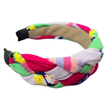 Imagem de XSKL Faixas de cabelo trançadas para mulheres, faixas de cabelo largas com tecido macio para uso diário, festas e passeios casuais (roxo claro, M)