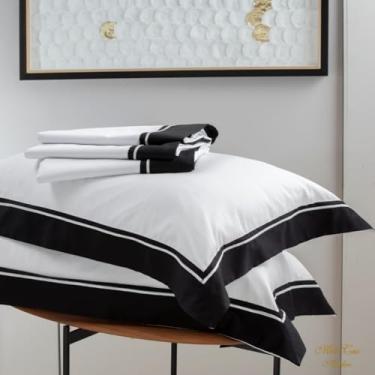 Imagem de Jogo de Cama Manhattan King 4 Peças Kacyumara Branco Preto