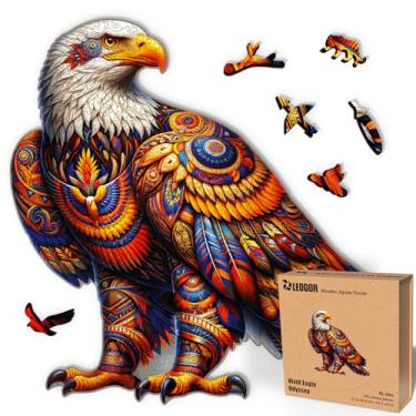 Imagem de LEOGOR Quebra-cabeças de madeira para adultos – 500 peças, 52,6 x 50,8 cm quebra-cabeças de madeira extragrossos de 5 mm para adultos, quebra-cabeça de mosaico icônico pássaro XL, odisseia de águia