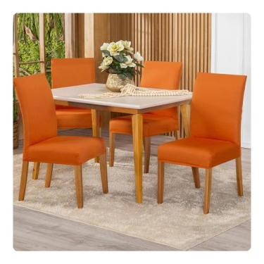 Imagem de Kit Capa Para Cadeiras 04 Unidades Malha - Lenharo Enxovais, LARANJA