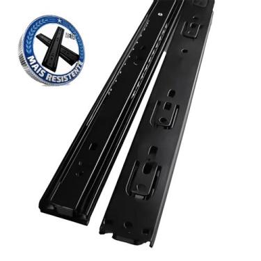 Imagem de 2 (1 Par) Corrediças Black Trilho Telescópico 29cm Gavetas - Facil Neg