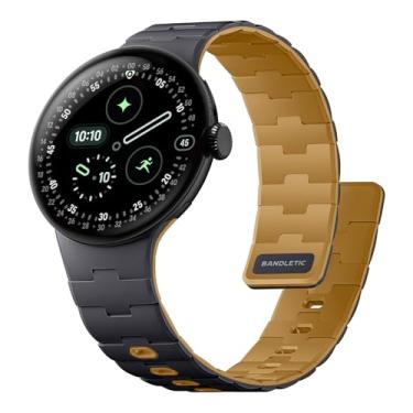 Imagem de Bandletic Pulseiras de silicone magnéticas compatíveis com Google Pixel Watch 4/3/2/1 de 41 mm para mulheres e homens, pulseira de substituição esportiva macia e robusta
