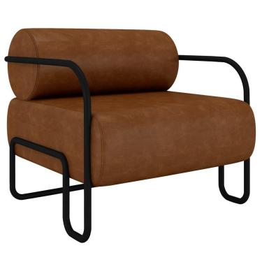 Imagem de Poltrona Decorativa Para Sala Industrial Kira K04 Sintético Marrom - Mpozenato