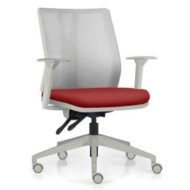 Imagem de Cadeira De Escritório Giratória Diretor Flow F02 Base Cinza Sintético Vermelho - Lyam Decor