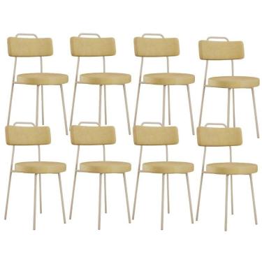 Imagem de Kit 08 Cadeiras Decorativas Estofada Sala Jantar Barcelona Arena L02 Couríssimo Fendi - Lyam