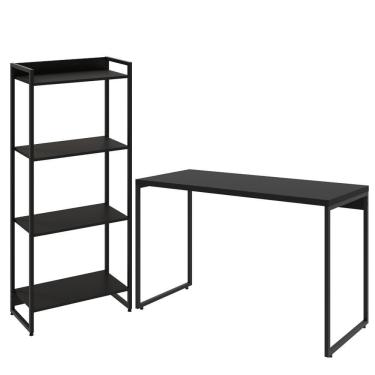 Imagem de Kit Escritório Estante Areta Com Mesa Aspen 120Cm Onix