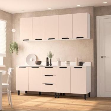 Imagem de Cozinha Modulada 4 Peças com Tampo Maeena Politorno, Branco Creme