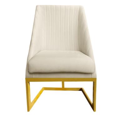 Imagem de Cadeira Para Sala De Jantar Ana Base De Ferro Veludo Bege D'classe Decor