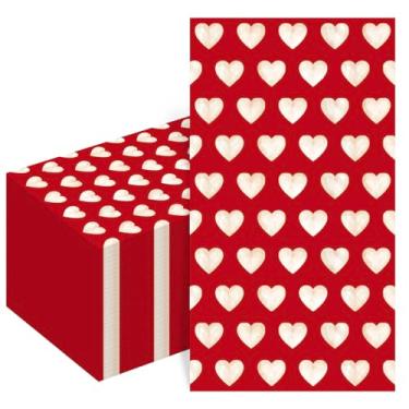 Imagem de FYSUIMU Guardanapos de convidados de dia dos namorados com 50 guardanapos de papel de coração branco vermelho descartável para jantar em casa cozinha banheiro quarto de pó casamento aniversário