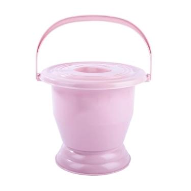Imagem de KiBcsLic Escarradeira com tampa e alça, urinol portátil antiderrapante, balde de mictório de cabeceira, recipiente para mulheres e homens, quarto, Rosa