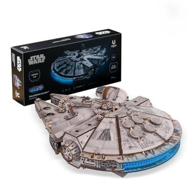 Imagem de UGEARS Quebra-cabeça Star Wars Millennium Falcon 3D – Presentes Star Wars para homens – Kits de madeira para adultos construírem – Quebra-cabeças de madeira 3D para adultos kit de exibição de ficção